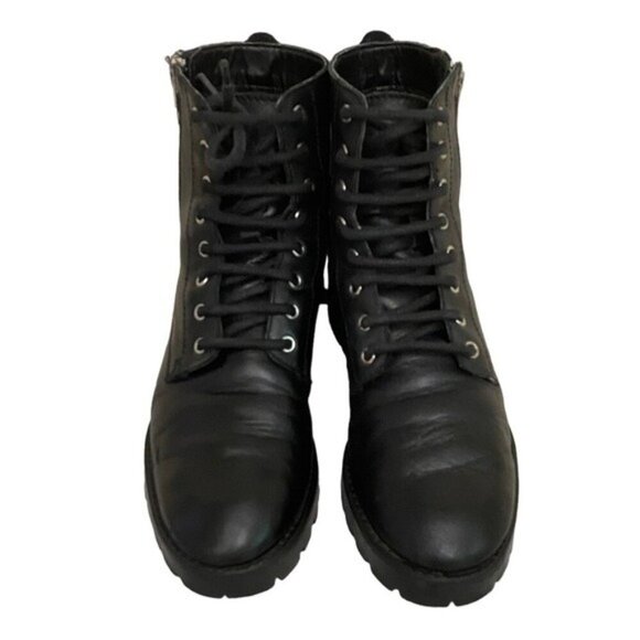 MANGO MNG Black Leather Combat Boot - Picture 2 of 7